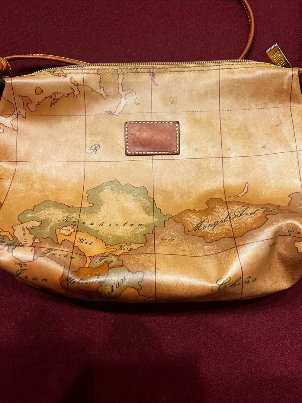 Vintage Alviero Martini 1ª Classe Geo Classic Map Crossbody Bag
